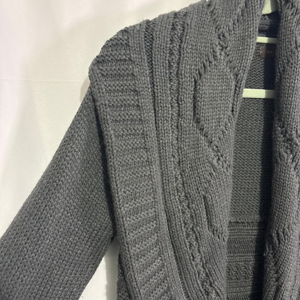 The Limited Womens XL Gray Cable Knit Shawl Collar Open Front Cardigan Sweater - Picture 2 of 8